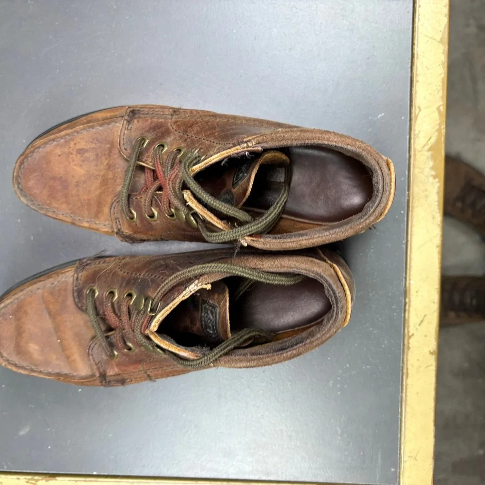 Eastland Mens 7.5 M Brown Leather Moc Toe Lug Sole Ankle Boots Vintage USA‎